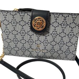 Nanette Lepore Blue/Navy Blue Vegan Leather Chain Wristlet Crossbody Bag. NWOT